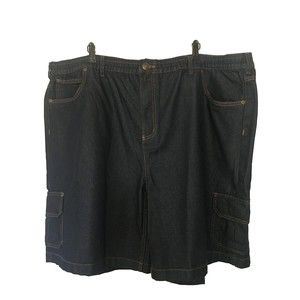 Haband Casual Joe Denim Cargo Shorts  Mens Adult Size 52W Blue Jean Cotton Blend